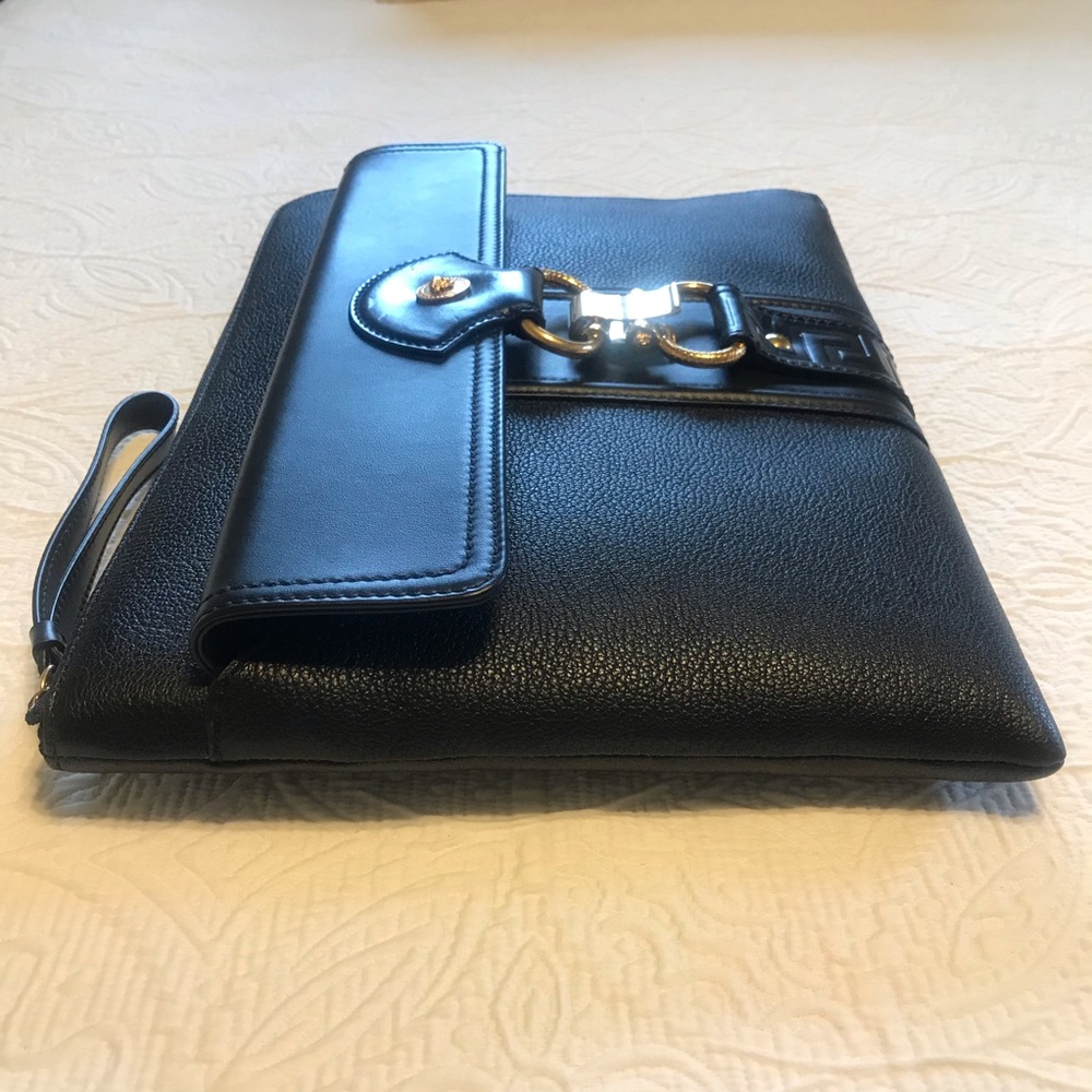 VERSACE Pebble Leather Clutch Laptop Bag - Picture 6 of 10